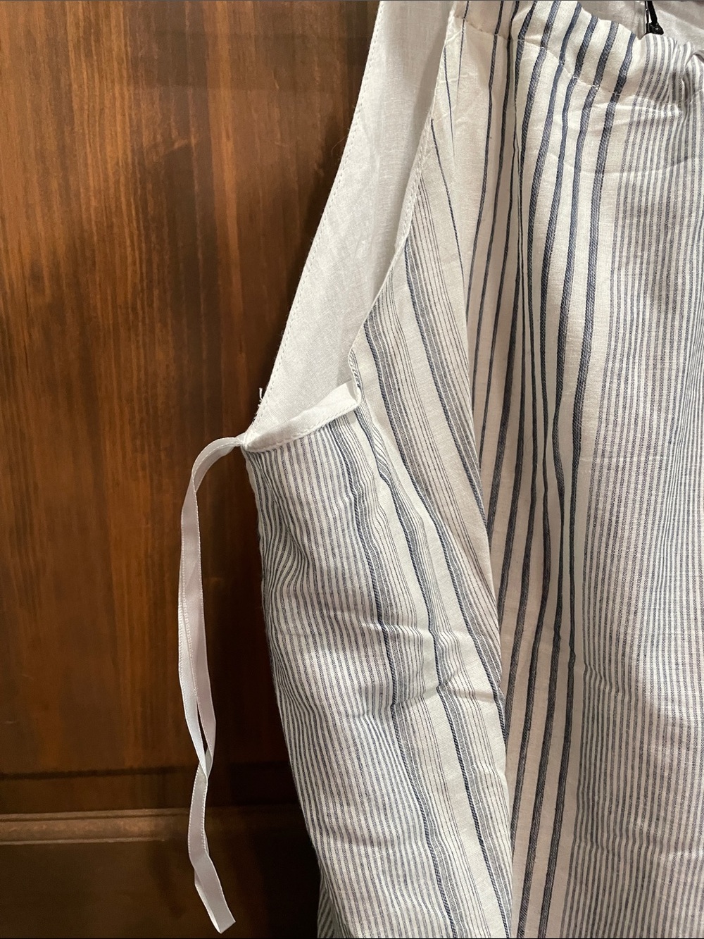 Doe & Rae Light Gray Striped Tie-Shoulder Dress - Picture 5 of 7